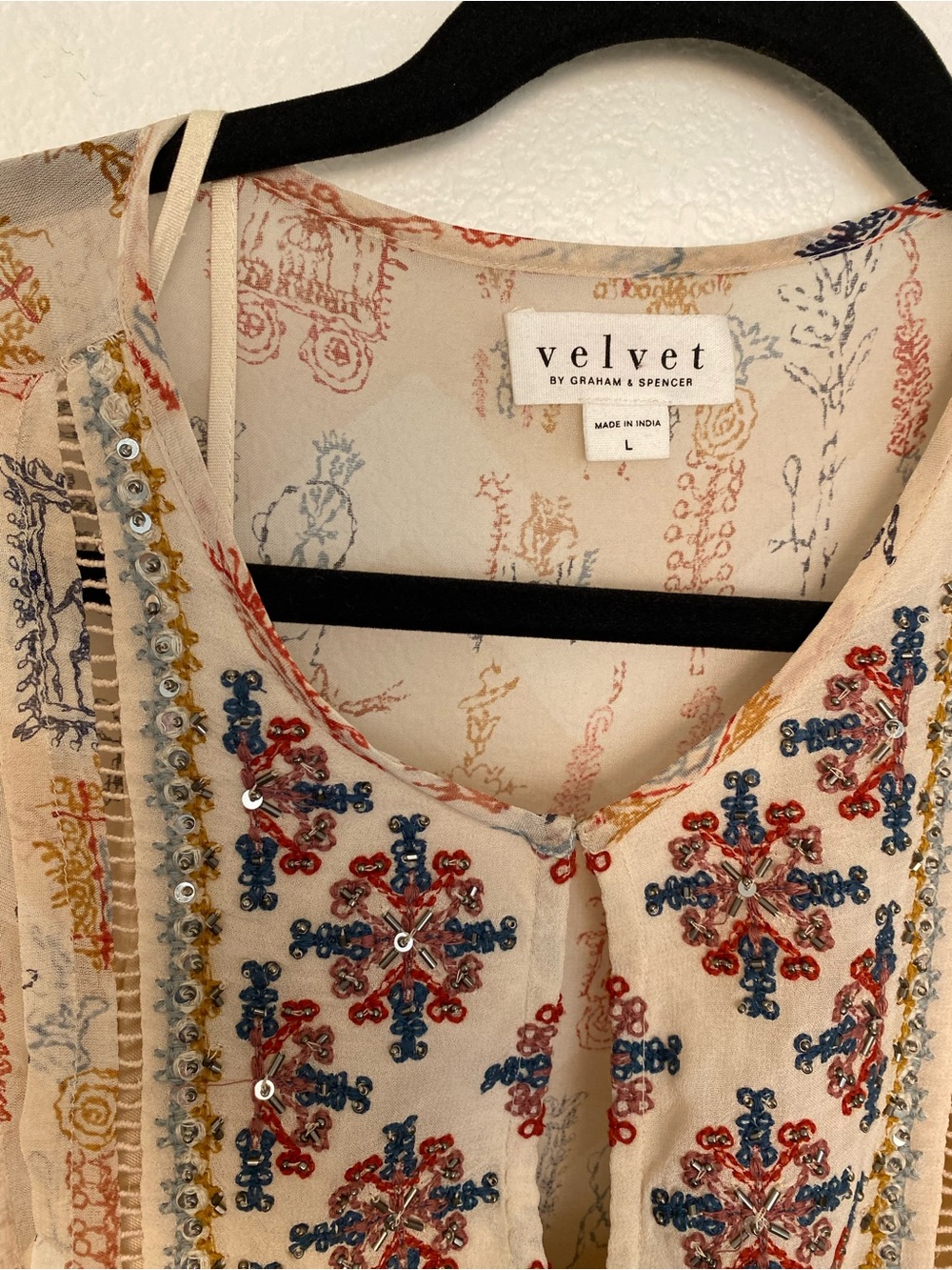 ✨ Velvet by Graham & Spencer Anthropologie Embroidered Boho Dress – Size L ✨ - Picture 4 of 13